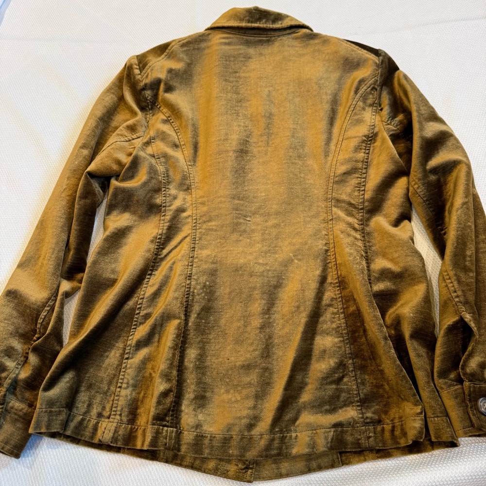 CAbi Olive Velvet Utility Jacket/blazer olive green/gold size small - Picture 15 of 16
